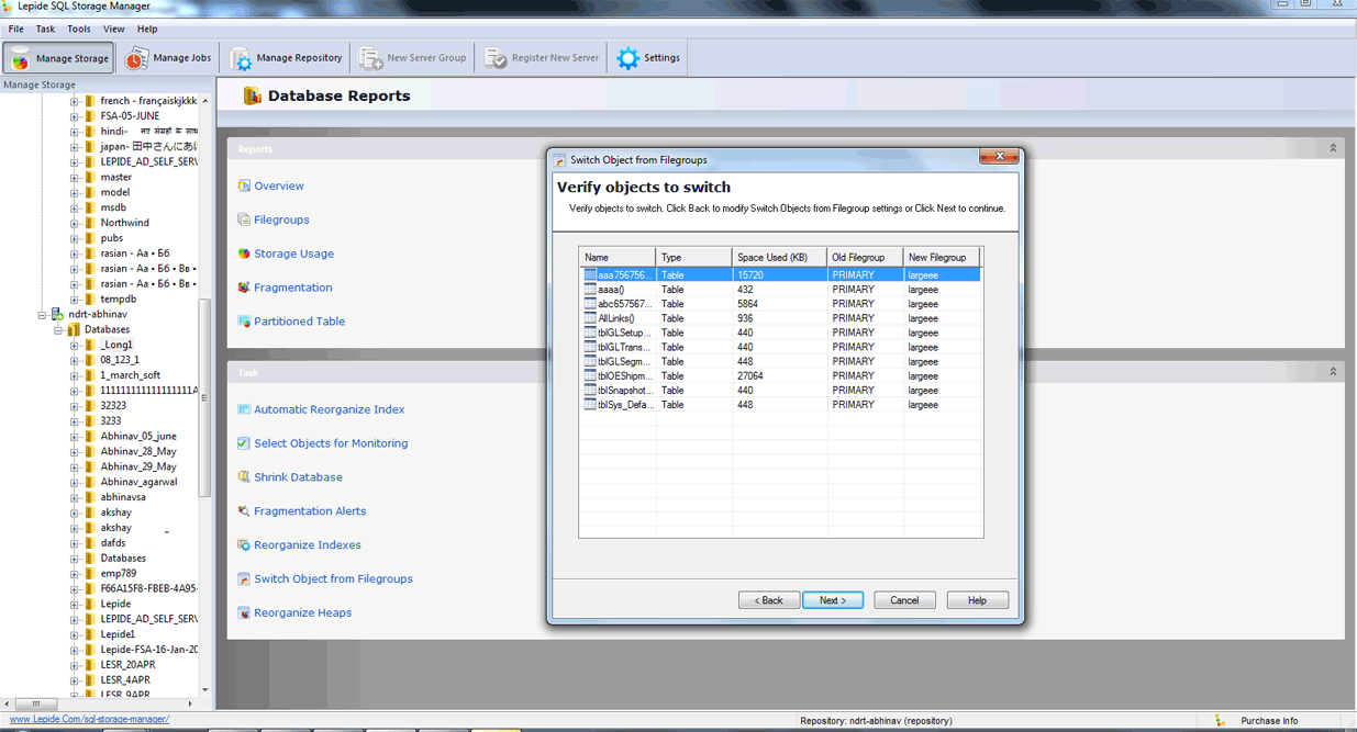 Screenshots Of Lepide Sql Storage Manager Showing Step By Step Working