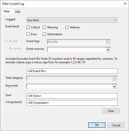 Filter current log