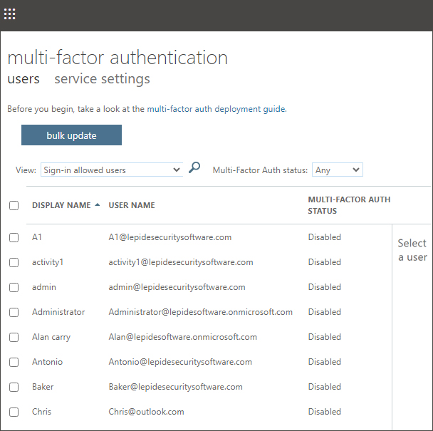 Multifactor authentication status