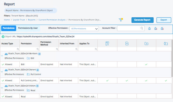 SharePoint Permissions Report from Lepide