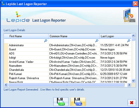 Free Lepide Last Logon Reporter Software