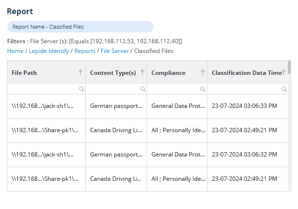 Persistent data classification. - screenshot