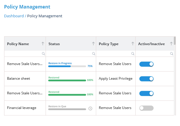 Use policy management to revoke permissions - screenshot