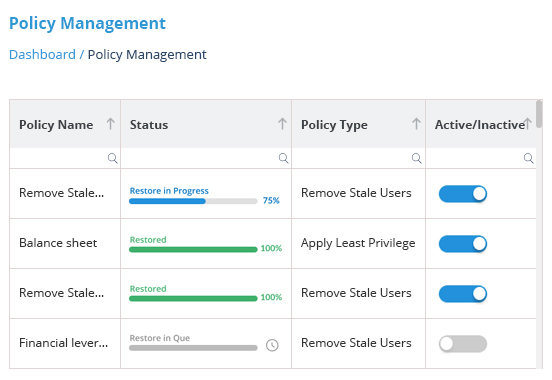 Use policy management to revoke permissions. - screenshot