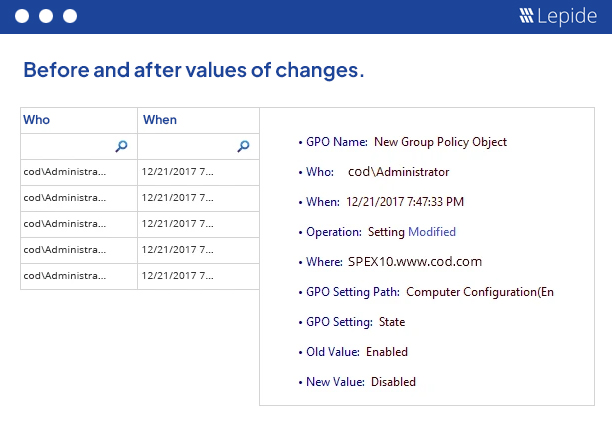 See Both the Before and After Values of Changes - screenshot